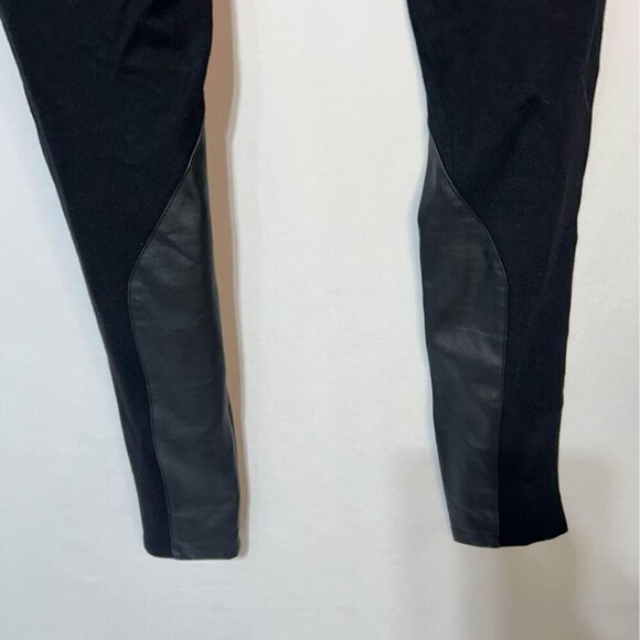 Womans black leggings with vegan leather panels. Excellent condition. Elastic wa - Picture 6 of 10